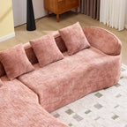 EHMKNP 101 Canapé sectionnel en L avec méridienne incurvée, canapé modulaire en tissu chenille, aucun assemblage requis