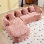 EHMKNP 101 Canapé sectionnel en L avec méridienne incurvée, canapé modulaire en tissu chenille, aucun assemblage requis