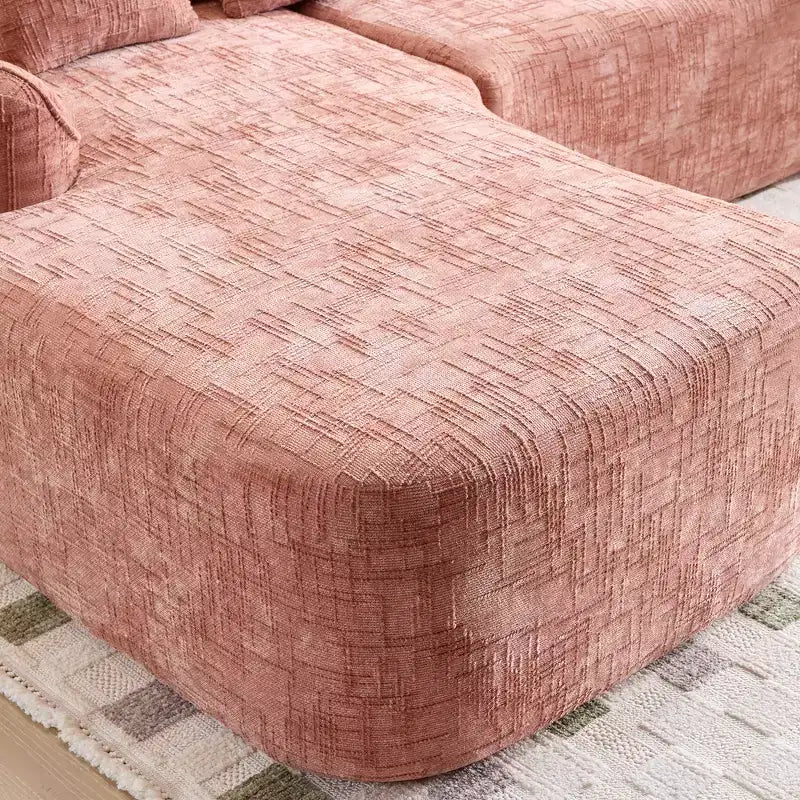 EHMKNP 101 Canapé sectionnel en L avec méridienne incurvée, canapé modulaire en tissu chenille, aucun assemblage requis