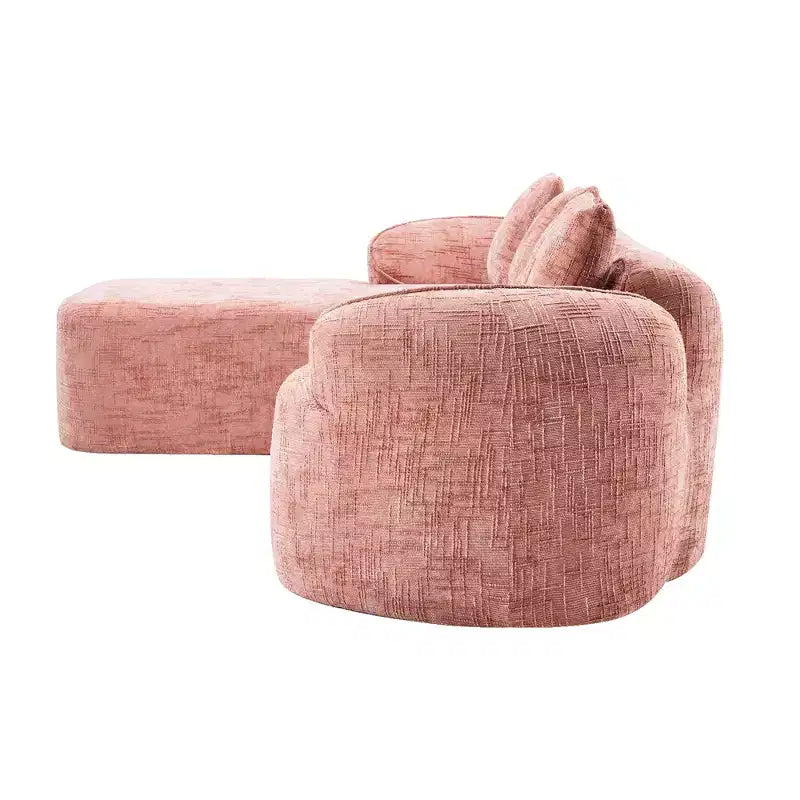 EHMKNP 101 Canapé sectionnel en L avec méridienne incurvée, canapé modulaire en tissu chenille, aucun assemblage requis
