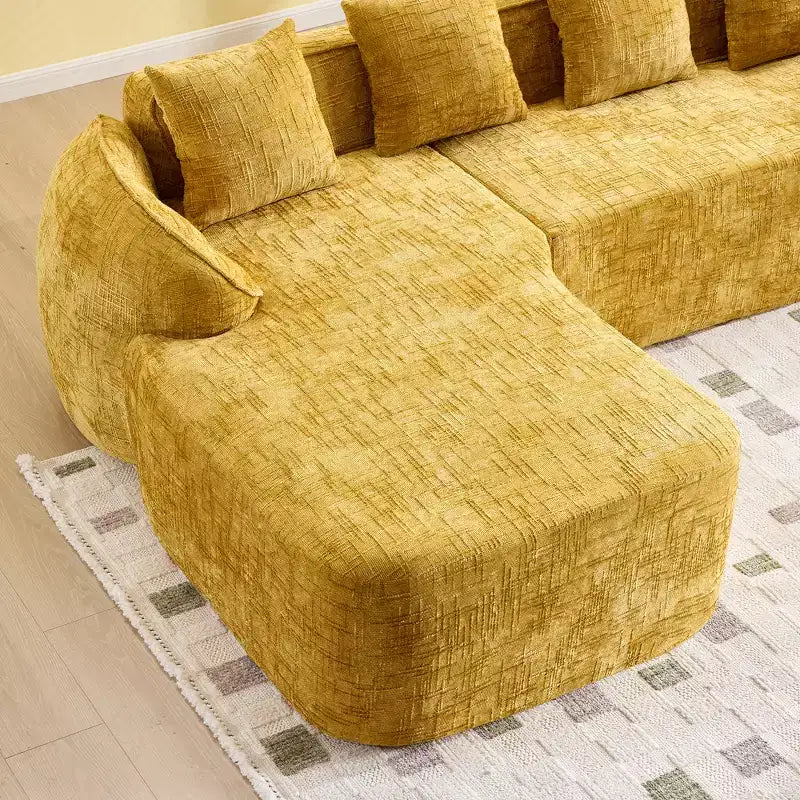 EHMKNP 101 Canapé sectionnel en L avec méridienne incurvée, canapé modulaire en tissu chenille, aucun assemblage requis