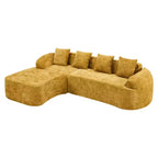 EHMKNP 101 Canapé sectionnel en L avec méridienne incurvée, canapé modulaire en tissu chenille, aucun assemblage requis