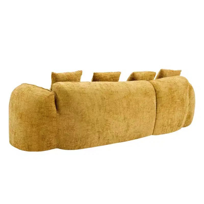 EHMKNP 101 Canapé sectionnel en L avec méridienne incurvée, canapé modulaire en tissu chenille, aucun assemblage requis