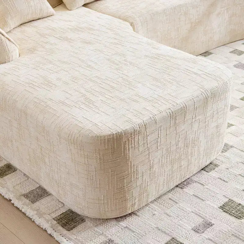 EHMKNP 101 Canapé sectionnel en L avec méridienne incurvée, canapé modulaire en tissu chenille, aucun assemblage requis