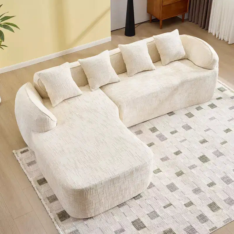 EHMKNP 101 Canapé sectionnel en L avec méridienne incurvée, canapé modulaire en tissu chenille, aucun assemblage requis