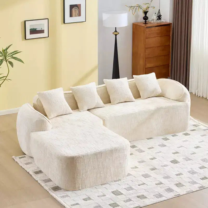EHMKNP 101 L-Shaped Sectional Sofa with Curved Chaise  Modular Chenille Cloud Couch, No Assembly Required