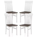 Costway Dining Chairs Set of 4 w/Slatted High Backrests Concave Seats Rubber Wood Legs