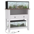 Meuble pour aquarium de 75-110 litres, Support en bois pour aquarium avec 2 tiroirs, Console d'entrée, Grand support pour terrarium de reptiles et tortues