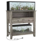 Meuble pour aquarium de 75-110 litres, Support en bois pour aquarium avec 2 tiroirs, Console d'entrée, Grand support pour terrarium de reptiles et tortues