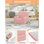Canapé pour enfants, fauteuil de canapé convertible en tissu polaire Teddy pour tout-petits, fauteuil inclinable pliable doux pour enfants, lit de canapé confortable pour enfants pour salle de jeux