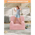 Canapé pour enfants, fauteuil de canapé convertible en tissu polaire Teddy pour tout-petits, fauteuil inclinable pliable doux pour enfants, lit de canapé confortable pour enfants pour salle de jeux
