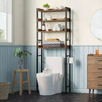 Meuble de Rangement au-dessus des Toilettes Étagère de Salle de Bain 3 Niveaux Gain de Place avec Étagères Réglables Organisateur Marron Rustique Salle de Bain