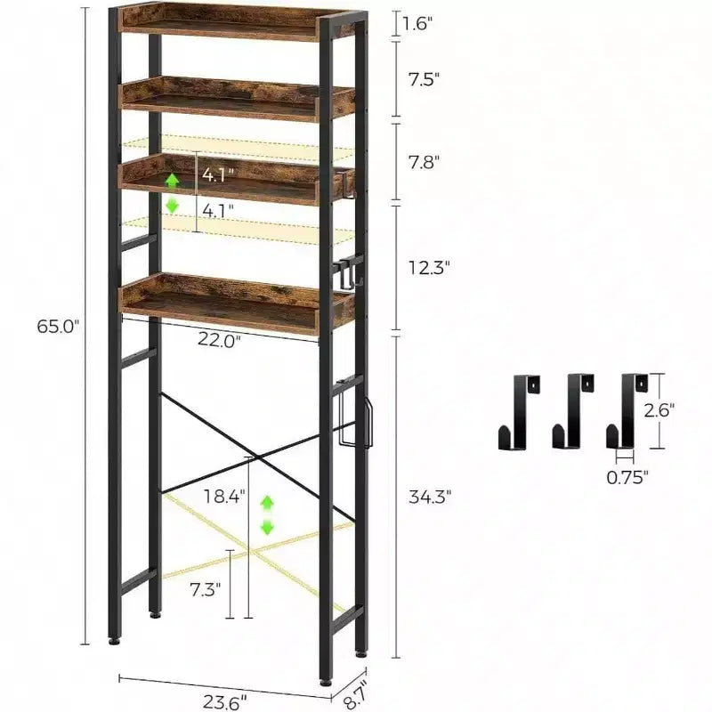 Meuble de Rangement au-dessus des Toilettes Étagère de Salle de Bain 3 Niveaux Gain de Place avec Étagères Réglables Organisateur Marron Rustique Salle de Bain