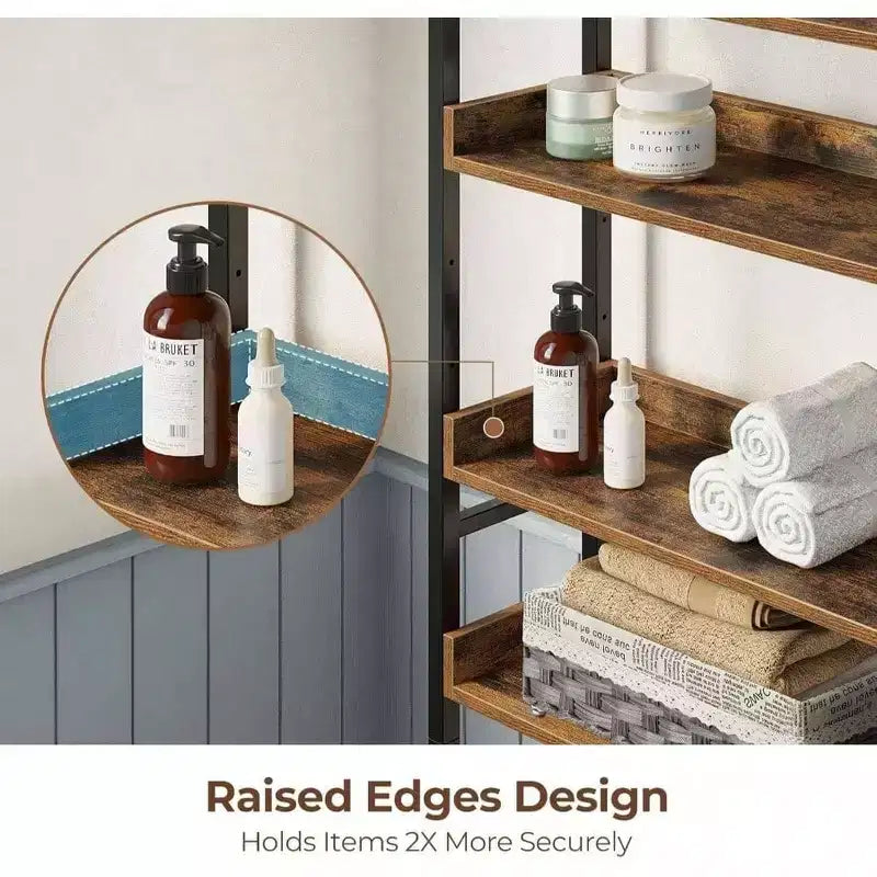 Meuble de Rangement au-dessus des Toilettes Étagère de Salle de Bain 3 Niveaux Gain de Place avec Étagères Réglables Organisateur Marron Rustique Salle de Bain