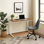 Bureau Royal Hampton avec plateau en bois et port USB intégré, marron et blanc