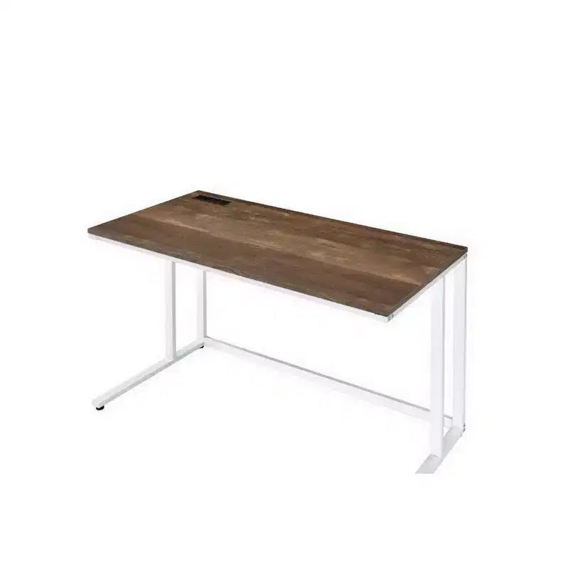 Bureau Royal Hampton avec plateau en bois et port USB intégré, marron et blanc