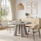 Table à manger ronde pour 4-6 personnes, table de cuisine en bois de 120 cm avec piédestal robuste pour salon, appartement