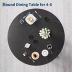 Table à manger ronde pour 4-6 personnes, table de cuisine en bois de 120 cm avec piédestal robuste pour salon, appartement