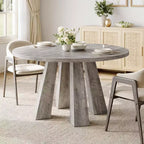 Table à manger ronde pour 4-6 personnes, table de cuisine en bois de 120 cm avec piédestal robuste pour salon, appartement