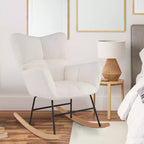Fauteuil à bascule de puériculture Costway avec dossier et accoudoirs confortables, base en bois massif pour salon