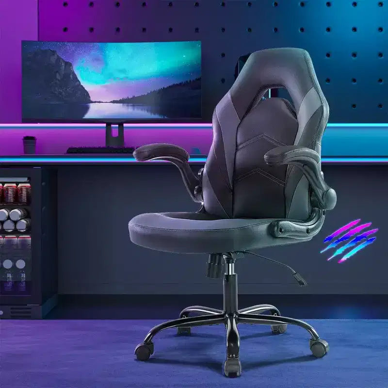 Chaise de jeu ergonomique TUYOHW, chaise de bureau avec dossier en S, mode bascule et hauteur réglable, mousse haute résilience