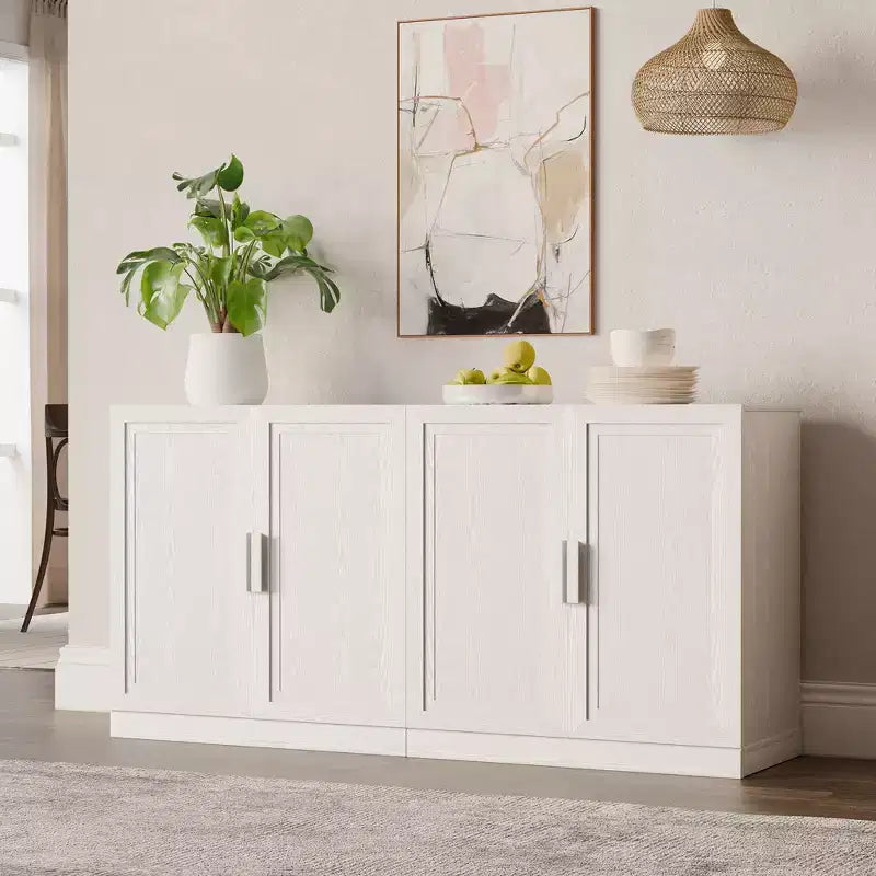 Buffet de rangement à 3 portes en bois avec étagères réglables - 93 x 31 po (L x H)