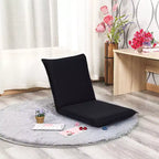 Costway Chaise de sol réglable avec coussin, transat inclinable avec 6 positions, support dorsal confortable et siège de sol paresseux épais et rembourré Noir
