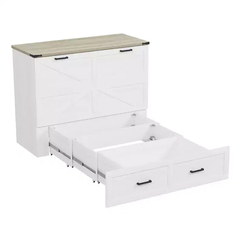 Lit armoire escamotable Polibi avec tiroir de rangement et station de charge