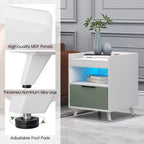 Table de chevet moderne Costway avec lumières LED, compartiment ouvert et tiroir