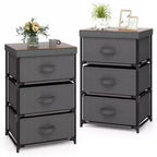 Costway 1pc/2pcs Dresser with 3 Drawers, Fabric Storage Organizer Tower Unit Tall Nightstand Bedside Table with Removable Lid for Bedroom