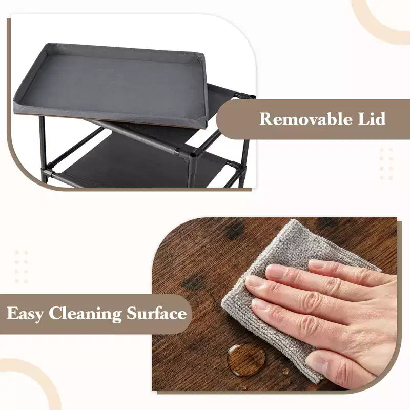 Costway Commode 1 ou 2 tiroirs avec 3 tiroirs, Tour de rangement en tissu, Table de chevet haute avec couvercle amovible pour chambre à coucher