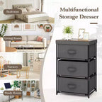 Costway Commode 1 ou 2 tiroirs avec 3 tiroirs, Tour de rangement en tissu, Table de chevet haute avec couvercle amovible pour chambre à coucher