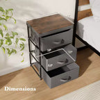 Costway Commode 1 ou 2 tiroirs avec 3 tiroirs, Tour de rangement en tissu, Table de chevet haute avec couvercle amovible pour chambre à coucher