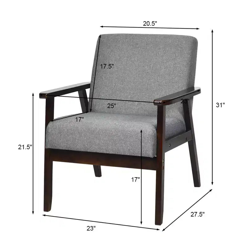 Costway Chaise d'appoint rembourrée en bois, fauteuil en tissu, pour bureau à domicile