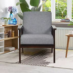 Costway Chaise d'appoint rembourrée en bois, fauteuil en tissu, pour bureau à domicile