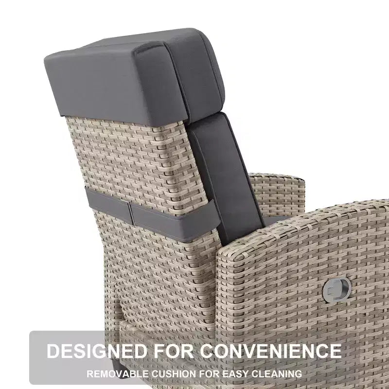 Chaise longue de jardin inclinable GustoWave avec réglage indépendant du dossier et du repose-pieds, 150 positions de confort verrouillables, commande facile par accoudoir, chaise longue d'extérieur