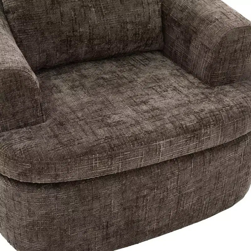 Fauteuil de salon TUYOHW, fauteuil pivotant en forme de baril avec coussin à double couche, capacité de 113 kg, fauteuil d'appoint rond en chenille de 93 cm pour salon, bureau