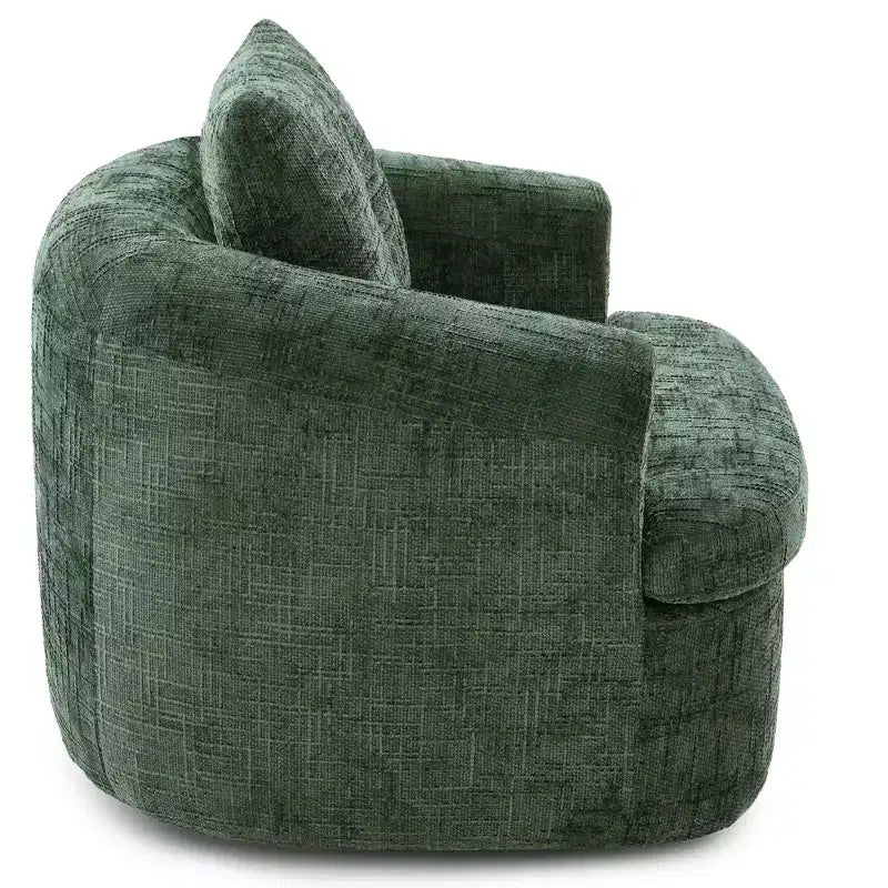 Fauteuil de salon TUYOHW, fauteuil pivotant en forme de baril avec coussin à double couche, capacité de 113 kg, fauteuil d'appoint rond en chenille de 93 cm pour salon, bureau