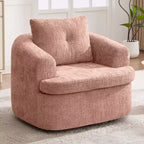 Fauteuil de salon TUYOHW, fauteuil pivotant en forme de baril avec coussin à double couche, capacité de 113 kg, fauteuil d'appoint rond en chenille de 93 cm pour salon, bureau