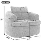 Fauteuil de salon TUYOHW, fauteuil pivotant en forme de baril avec coussin à double couche, capacité de 113 kg, fauteuil d'appoint rond en chenille de 93 cm pour salon, bureau