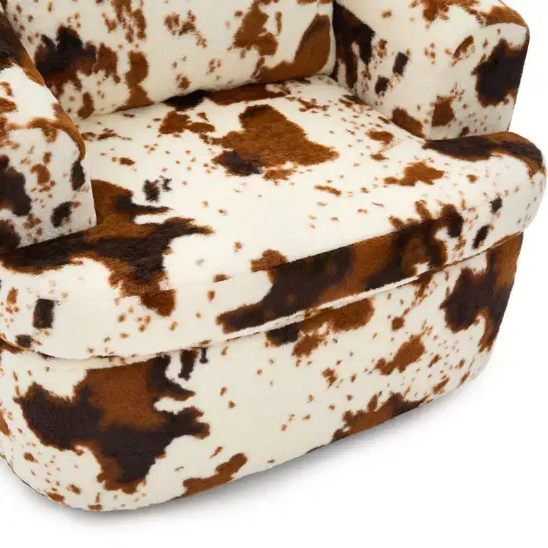 Fauteuil de salon TUYOHW, fauteuil pivotant en forme de baril avec coussin à double couche, capacité de 113 kg, fauteuil d'appoint rond en chenille de 93 cm pour salon, bureau