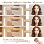 Coiffeuse GustoWave avec miroir, panneau pliable, chaise de rangement, tiroir et étagères, ensemble de coiffeuse compact pour chambre, bois naturel
