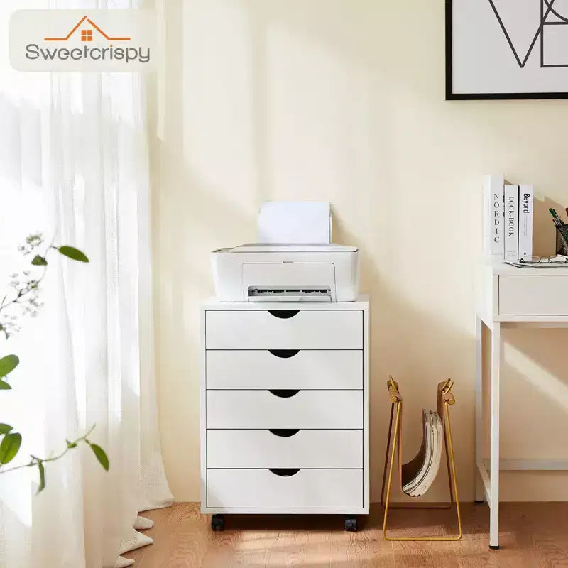 TUYOHW Classeur mobile à 5/7 tiroirs, meuble de rangement moderne sous le bureau pour le bureau et la maison, tiroirs en bois naturel lisses et silencieux