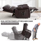 Fauteuils inclinables électriques releveurs à double moteur et position infinie en chenille beige avec massage thermique, jusqu'à 158 kg, avec porte-gobelets cachés