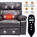 Fauteuils inclinables électriques releveurs à double moteur et position infinie en chenille beige avec massage thermique, jusqu'à 158 kg, avec porte-gobelets cachés