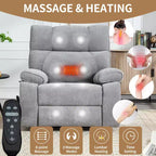 Fauteuils inclinables électriques releveurs à double moteur et position infinie en chenille beige avec massage thermique, jusqu'à 158 kg, avec porte-gobelets cachés