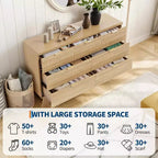 Coiffeuse de chambre à coucher à tiroirs de 47 pouces, coiffeuse moderne médiévale à poignée dorée, armoire à tiroirs rainurés, armoire de rangement en chêne