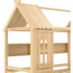 Lit cabane jumeau/double en bois massif avec tiroirs/étagères de rangement, design de fenêtre enfantin - ModernLuxe