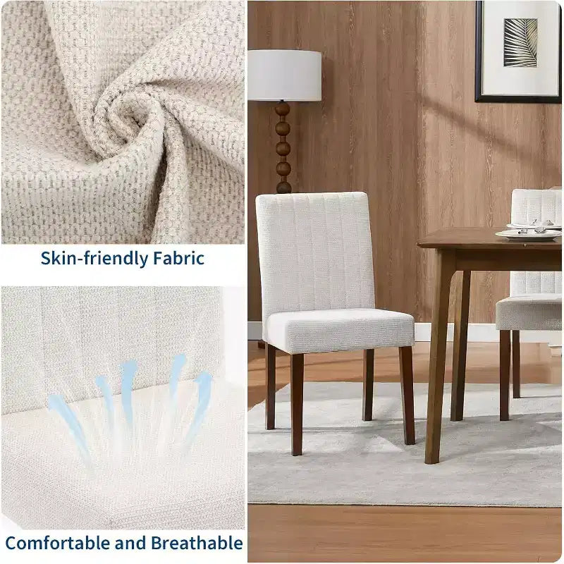 Lot de 2 chaises de salle à manger modernes avec coussins rembourrés et pieds en bois robustes pour salle à manger, restaurant et cuisine.