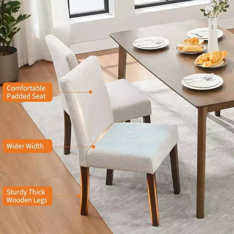 Lot de 2 chaises de salle à manger modernes avec coussins rembourrés et pieds en bois robustes pour salle à manger, restaurant et cuisine.